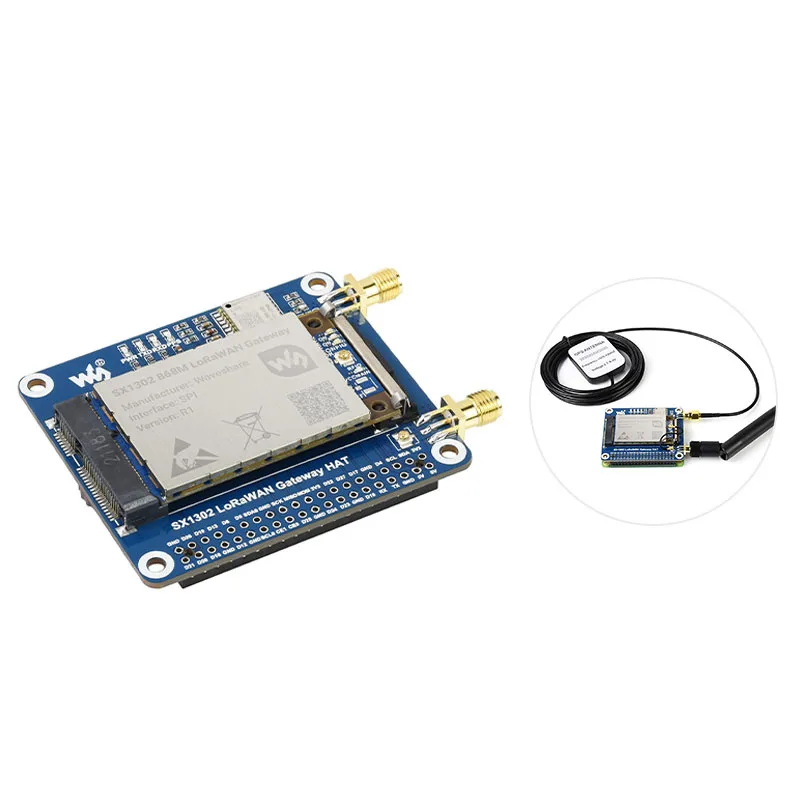 SX1302 LoRaWAN Gateway HAT for Raspberry Pi,SX1302 868M GNSS Module,long range transmission,concurrent communication,etc.
SX1302 LoRaWAN Gateway HAT for Raspberry Pi,SX1302 868M GNSS Module,long range transmission,concurrent communication,etc.
