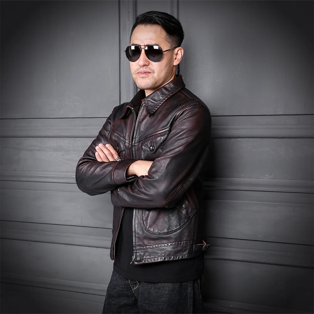 Vintage Brown 2021 Japan Casual Style Genuine Leather Jacket Men Plus Size 4XL Real Natural Horsehide Slim Fit Short Autumn Coat
Vintage Brown 2021 Japan Casual Style Genuine Leather Jacket Men Plus Size 4XL Real Natural Horsehide Slim Fit Short Autumn Coat