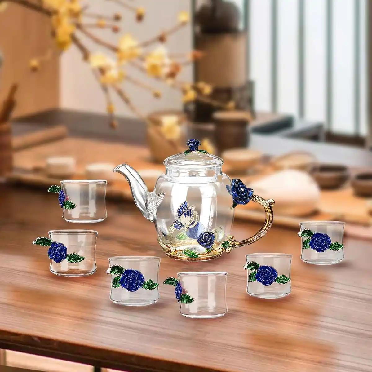 7 Pcs/Set Handmade Teapot Set Heat-Resisting Warmer Clear Glass Tea Pot Double Wall Teapot & Cup Drink Home Decor
7 Pcs/Set Handmade Teapot Set Heat-Resisting Warmer Clear Glass Tea Pot Double Wall Teapot & Cup Drink Home Decor