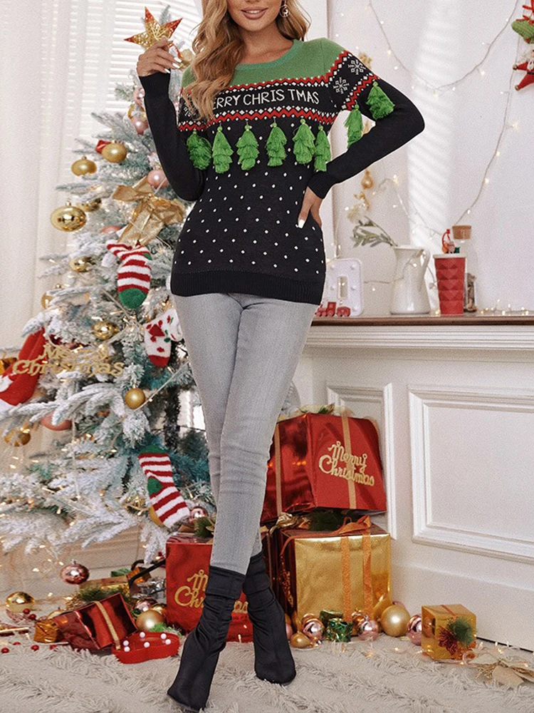 Shein Romwe Winter Clothes Women Sweater Christmas Letter Chevron Pattern Tassel Decor Sweater Chic Pull Femme New Arrival 2021
Shein Romwe Winter Clothes Women Sweater Christmas Letter Chevron Pattern Tassel Decor Sweater Chic Pull Femme New Arrival 2021
