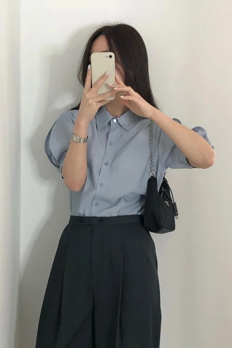 Korean Chic French Style Blouse Summer Simple Loose Slimming Top Short Sleeve Lapel Shirt All-match Elegant Blusas for Women
Korean Chic French Style Blouse Summer Simple Loose Slimming Top Short Sleeve Lapel Shirt All-match Elegant Blusas for Women