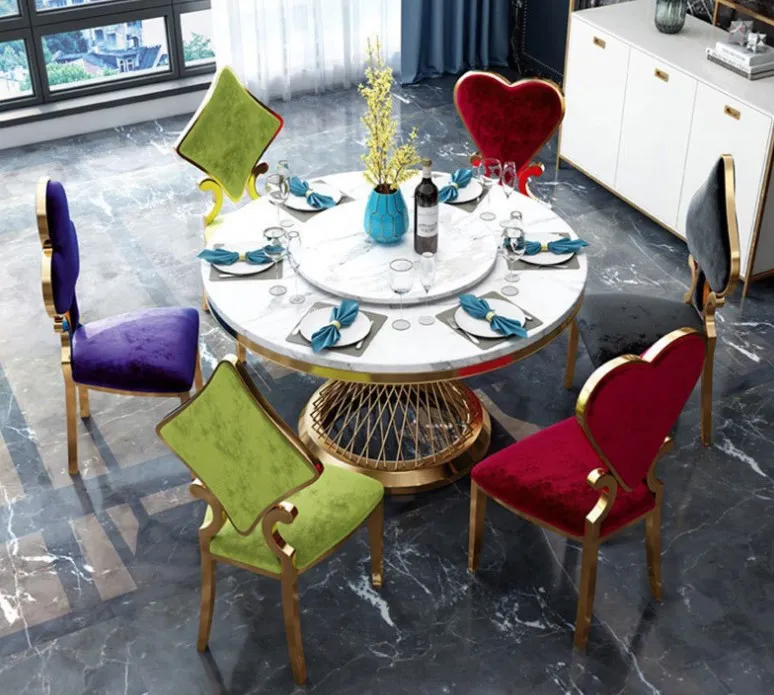 Modern Furniture Hotel Stainless Steel Backrest Leisure Leather or Velvet Upholstery Wedding Banquet dining table and chairs set
Modern Furniture Hotel Stainless Steel Backrest Leisure Leather or Velvet Upholstery Wedding Banquet dining table and chairs set