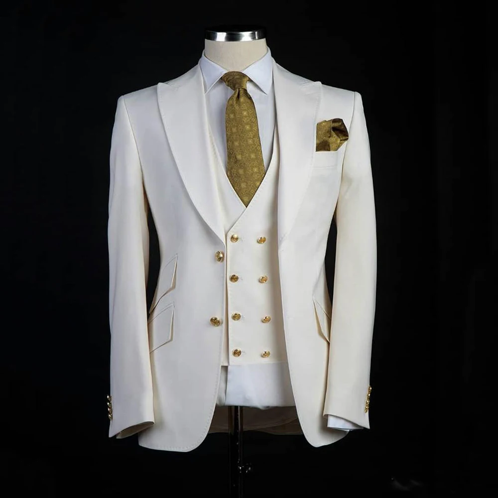 Classic Style Groom Tuxedos Big Peal Lapel Groomsman Suit White Blazer As Wedding Suit Custom Made Man Suit Jacket+Pants+Vest
Classic Style Groom Tuxedos Big Peal Lapel Groomsman Suit White Blazer As Wedding Suit Custom Made Man Suit Jacket+Pants+Vest