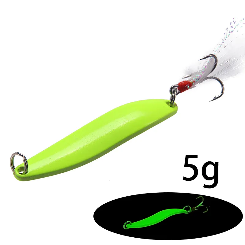 1 Pcs 5g 7g 10g 13g Metal Luminous Spoon Bait Spinner Hard Fishing Lure Sequins with Feather Hooks Wobbler Bass Pesca Tackle
1 Pcs 5g 7g 10g 13g Metal Luminous Spoon Bait Spinner Hard Fishing Lure Sequins with Feather Hooks Wobbler Bass Pesca Tackle