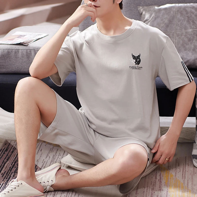 Men Summer Cotton Short Sleeve Pajamas Set Casual Striped Pajama For Men Sleepwear Sets Suit Print Homewear Plus Size 3XL
Men Summer Cotton Short Sleeve Pajamas Set Casual Striped Pajama For Men Sleepwear Sets Suit Print Homewear Plus Size 3XL