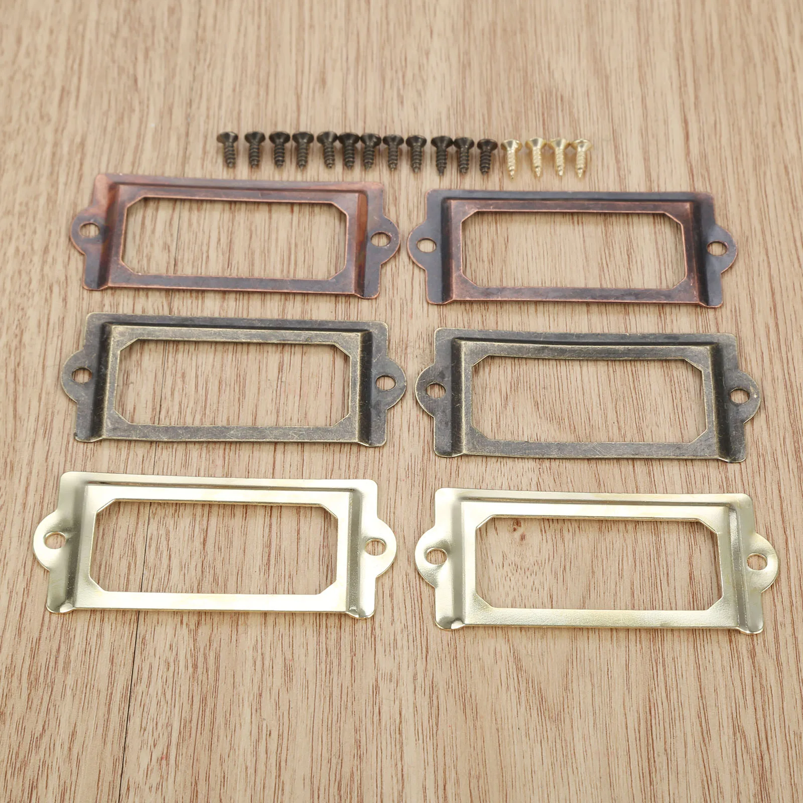 

5Pcs Antique Brass Metal Label Pull Frame Handle File Name Card Holder For Furniture Cabinet Drawer Box Case Bin 70*33mm