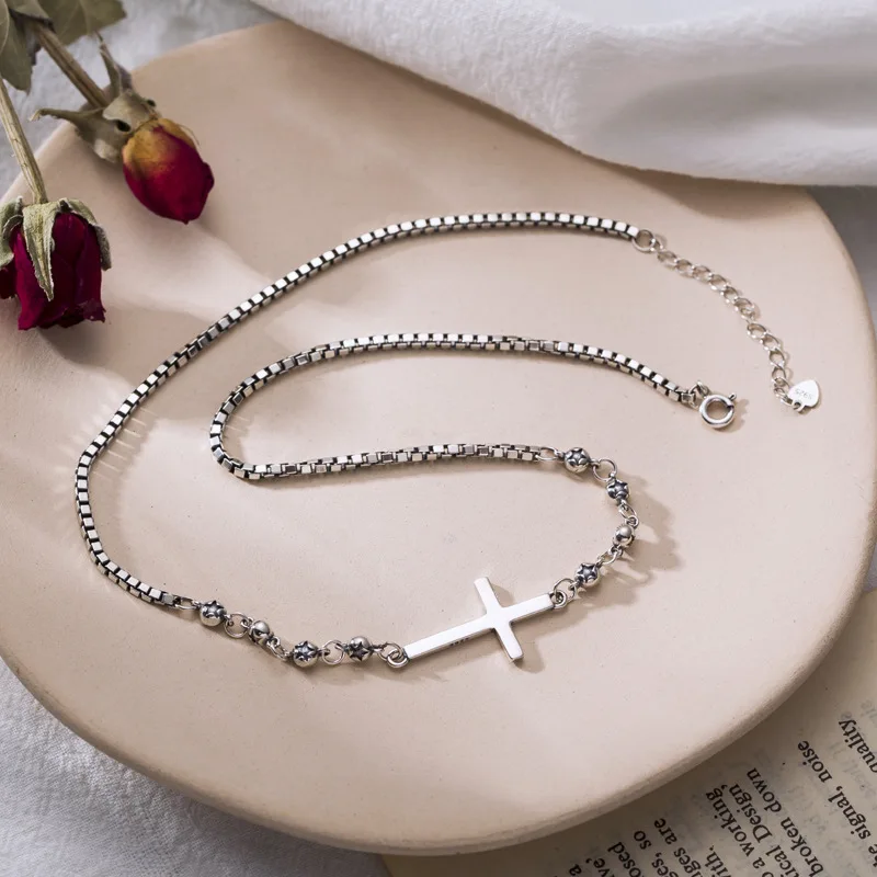 925 Sterling Silver Handmade Cross Pendant Thai Silver Necklace for Women Men Splicing Chain Necklace Jewelry S-N651
925 Sterling Silver Handmade Cross Pendant Thai Silver Necklace for Women Men Splicing Chain Necklace Jewelry S-N651