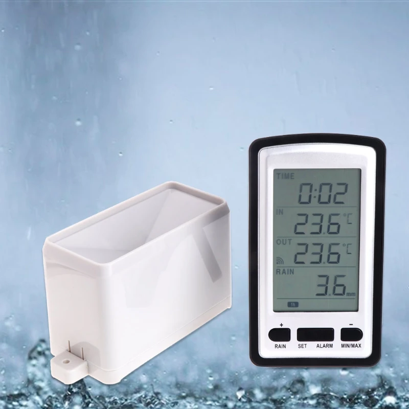 Wireless Rain Meter Gauge Weather Station indoor/outdoor temperature Recorder
Wireless Rain Meter Gauge Weather Station indoor/outdoor temperature Recorder