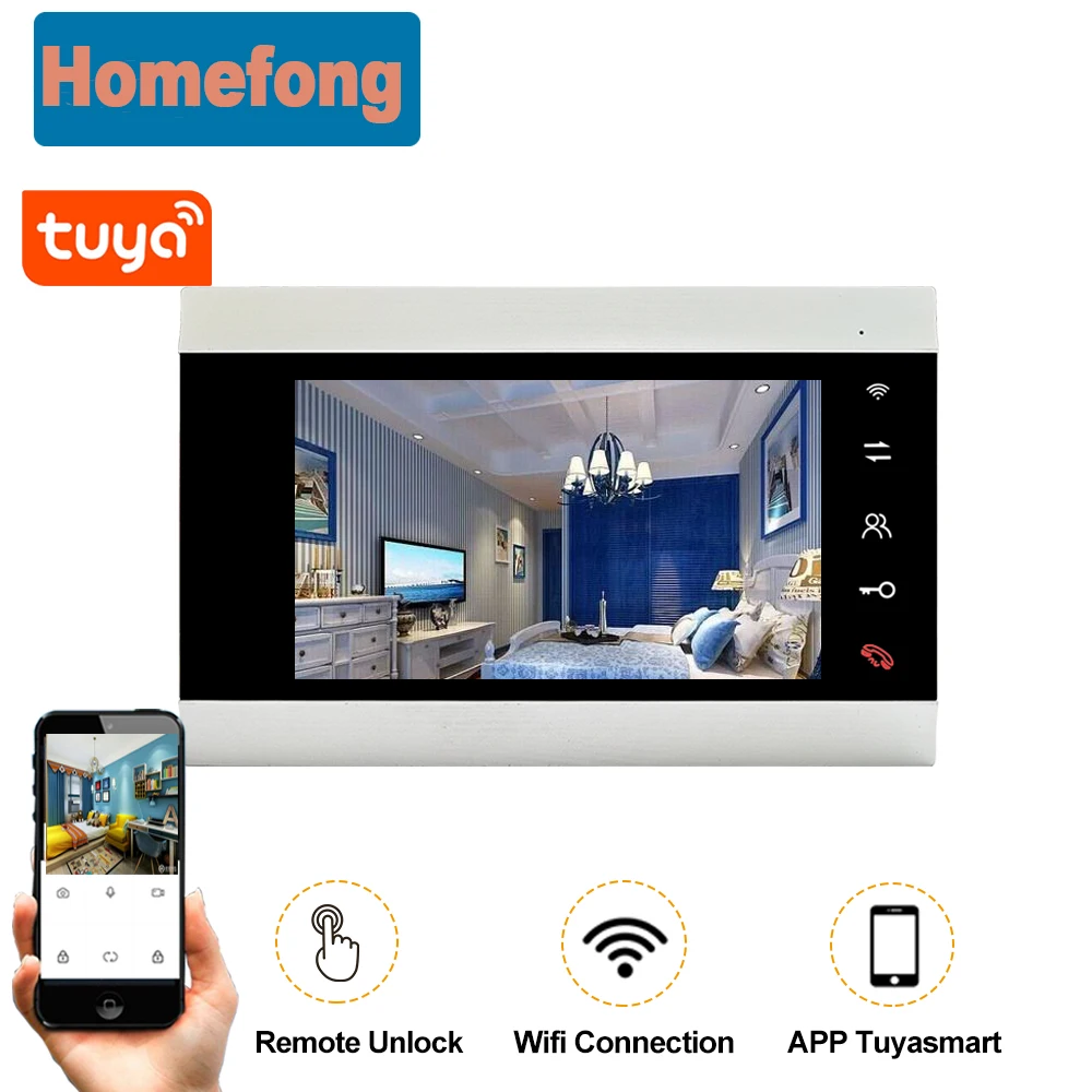 Беспроводной видеодомофон Homefong устройство 7 дюймов Wi-Fi IP дверной звонок камера
