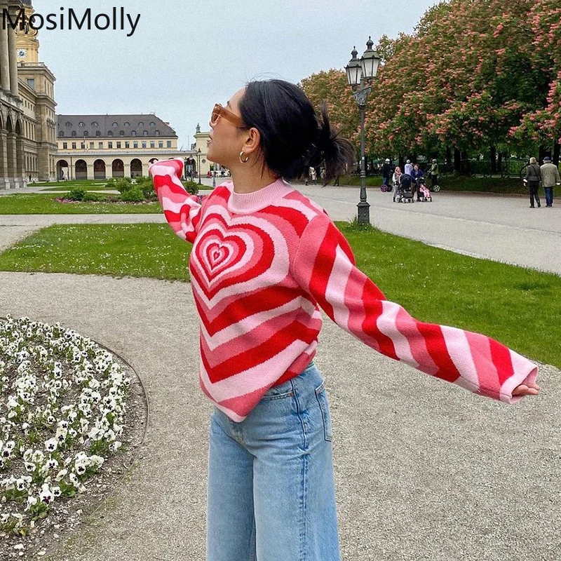 MosiMolly Red Heart Sweater Pullovers Jumper Women Rainbow Knits Sweater Knitting Sweater 2021 AW
MosiMolly Red Heart Sweater Pullovers Jumper Women Rainbow Knits Sweater Knitting Sweater 2021 AW