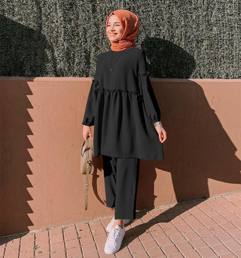 2 Pieces muslim suits smooth Muslim sets female Kaftan Islamic Clothing 
2 Pieces muslim suits smooth Muslim sets female Kaftan Islamic Clothing