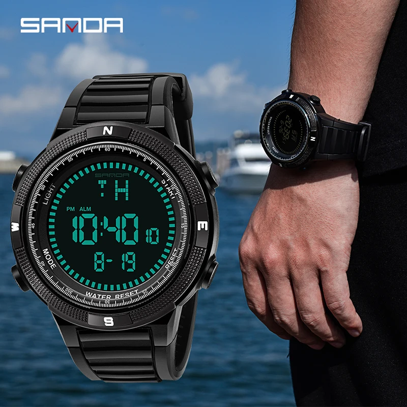 Nieuwe SANDA Merk Mannen LED Digitale Militaire Horloge Dive Swim Sport Horloges Fashion Outdoor Horloges Klok erkek kol saati
Nieuwe SANDA Merk Mannen LED Digitale Militaire Horloge Dive Swim Sport Horloges Fashion Outdoor Horloges Klok erkek kol saati