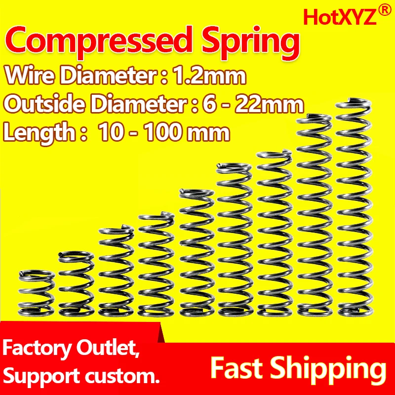 

HotXYZ 65Mn Compression Spring Y Type Cylidrical Coil Rotor Return Pressure Compressed Spring Steel Wire Diameter 1.2mm