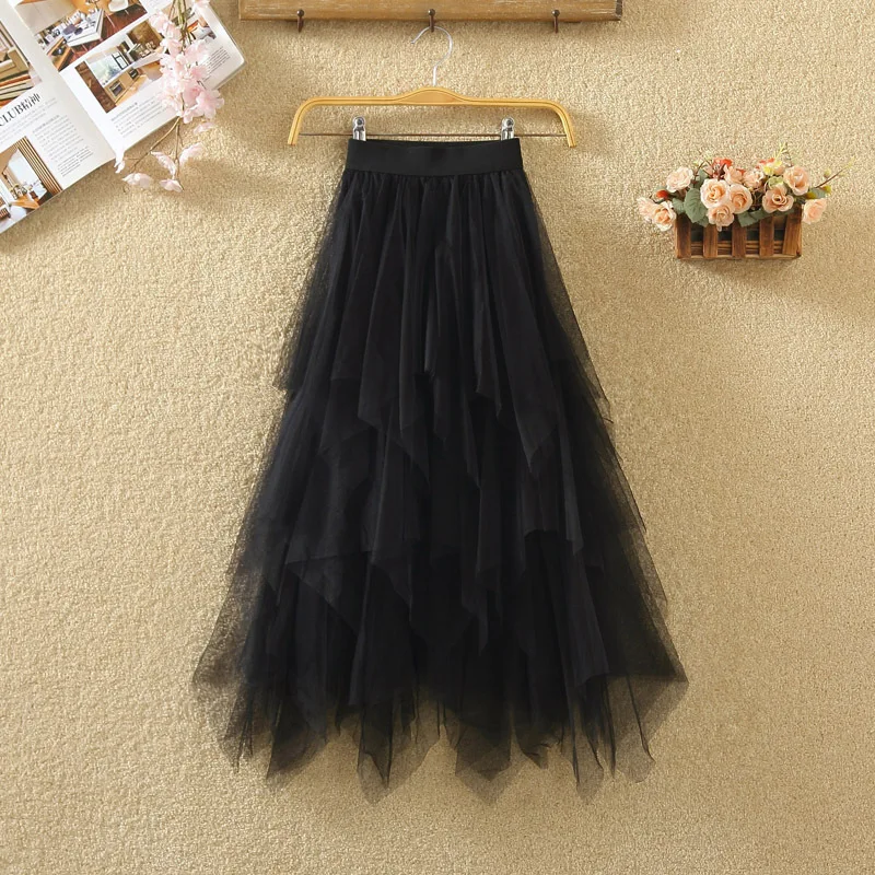 Women irregular Tulle Skirts Fashion Elastic High Waist Mesh Tutu Skirt Pleated Long Skirts Midi Skirt Saias Faldas Jupe Femmle
Women irregular Tulle Skirts Fashion Elastic High Waist Mesh Tutu Skirt Pleated Long Skirts Midi Skirt Saias Faldas Jupe Femmle