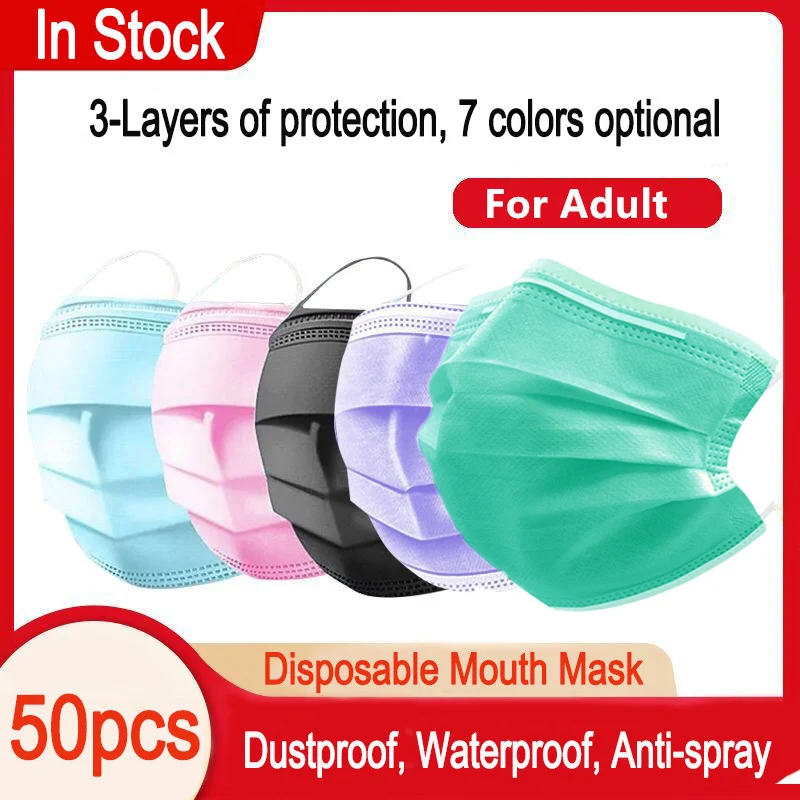 50/100 маска для рта Mondmasker 3 слоя Filte анти Пылезащитная эластичная из мелтдувного