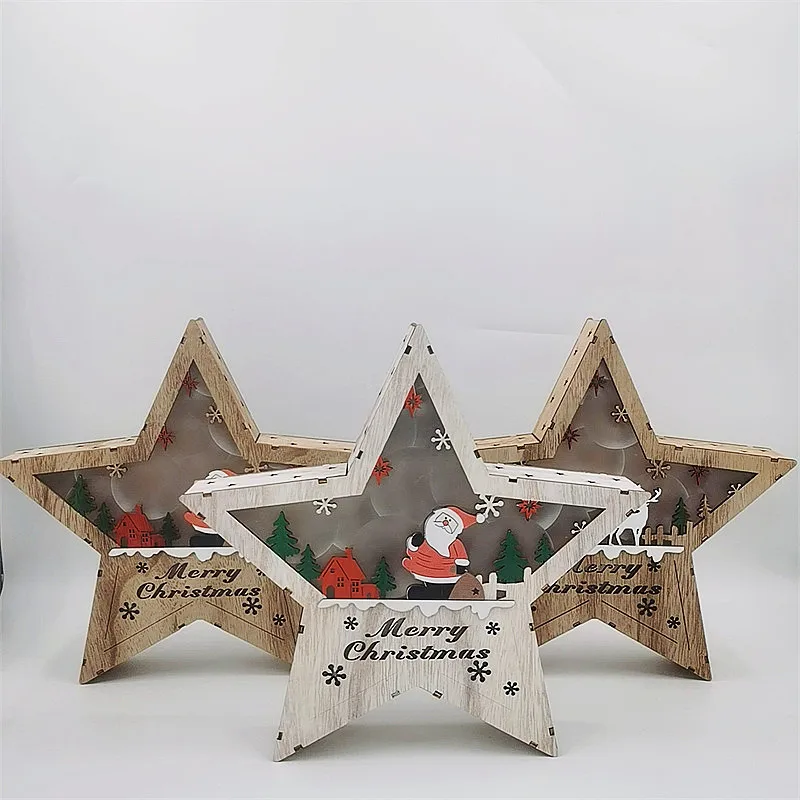 New Wooden Luminous Five-pointed Star, 31cm, Santa Claus, Snowman, Deer, Festive Decorations, 2022 New Year Home Decoration,
New Wooden Luminous Five-pointed Star, 31cm, Santa Claus, Snowman, Deer, Festive Decorations, 2022 New Year Home Decoration,