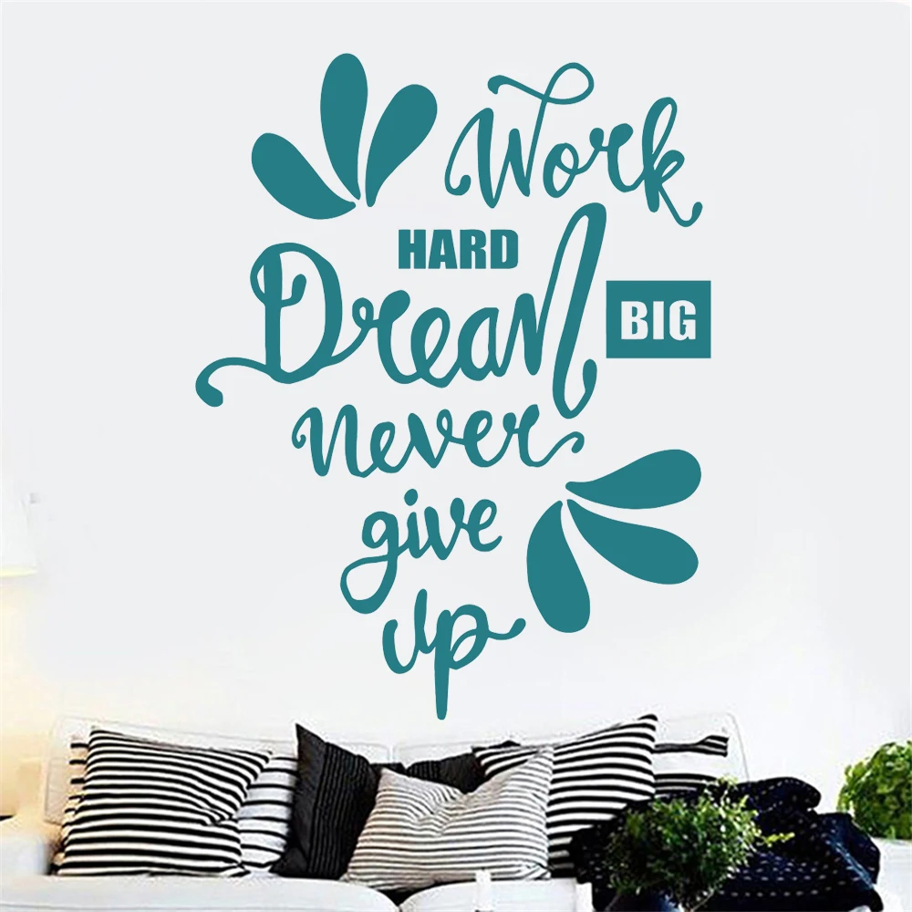 Wall Stickers Work Hard Big Dream Never Give Up Quotes Vinyl Decals Wallpaper Bedroom Livingroom Mural Decoration Poster RU2354
Wall Stickers Work Hard Big Dream Never Give Up Quotes Vinyl Decals Wallpaper Bedroom Livingroom Mural Decoration Poster RU2354