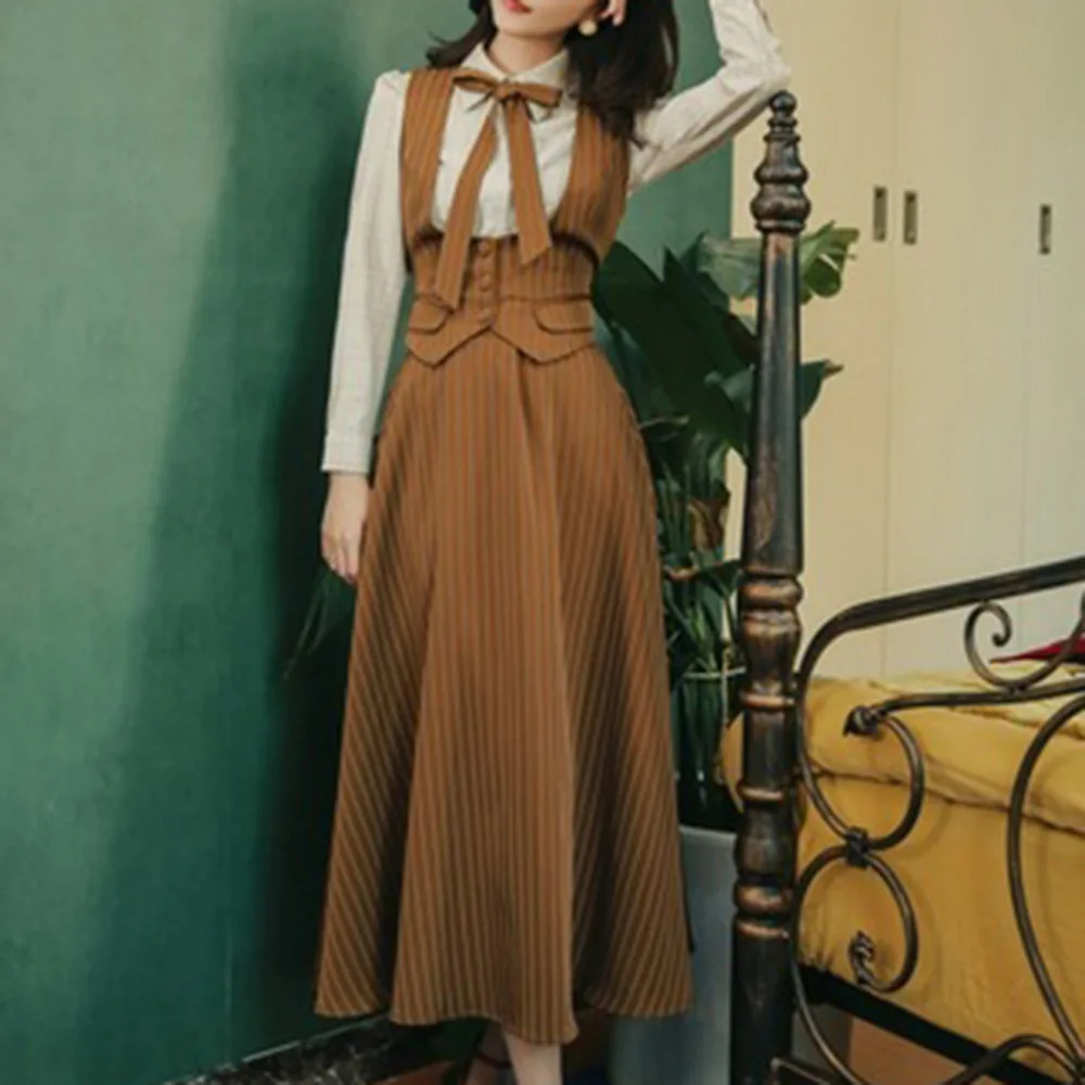 Stripe Vest Sweet A-Line Women's Three Piece Sets French British Retro High Waist Waistcoat Shirt Skirt Three Pieces Suits Lady
Stripe Vest Sweet A-Line Women's Three Piece Sets French British Retro High Waist Waistcoat Shirt Skirt Three Pieces Suits Lady