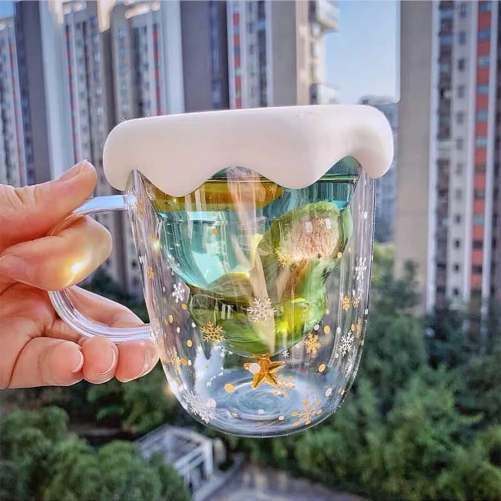 300 ML Creative Christmas Tree Glass Cup Heat-resistant Double Wall Glass Cup Coffee Mug with Lid Cute Christmas Gifts for Girls
300 ML Creative Christmas Tree Glass Cup Heat-resistant Double Wall Glass Cup Coffee Mug with Lid Cute Christmas Gifts for Girls
