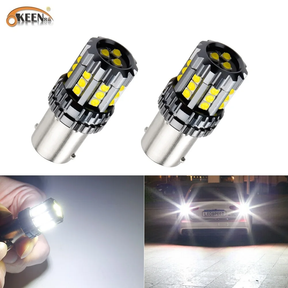 

OKEEN 2pcs Canbus P21W LED 1156 BA15S Turn Signal Light 1157 BAY15D P21W /5W Lamp 3030 24SMD Auto Reverse Parking Lamp 12V