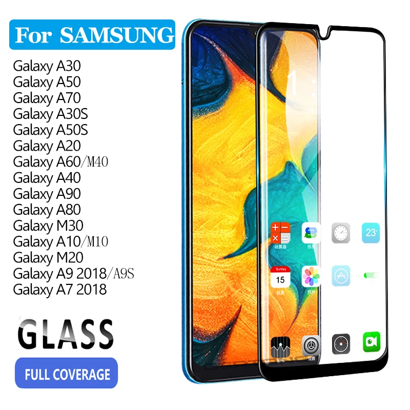 

9H Tempered Glass For Samsung Galaxy A50 A70 A30 A9 A7 2018 A30S A50S A20 A60 A40 A90 A80 A10 M40 M20 M10 Screen Protector