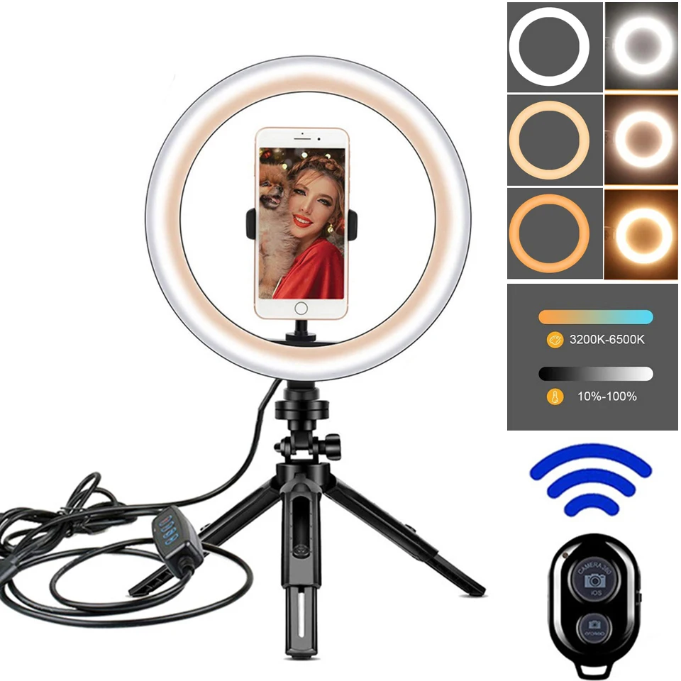 26cm Photo Ringlight with Tripod Phone Stand Holder Dimmable Fill Lamp LED Selfie Ring Light Trepied Photography Lighting Video
26cm Photo Ringlight with Tripod Phone Stand Holder Dimmable Fill Lamp LED Selfie Ring Light Trepied Photography Lighting Video