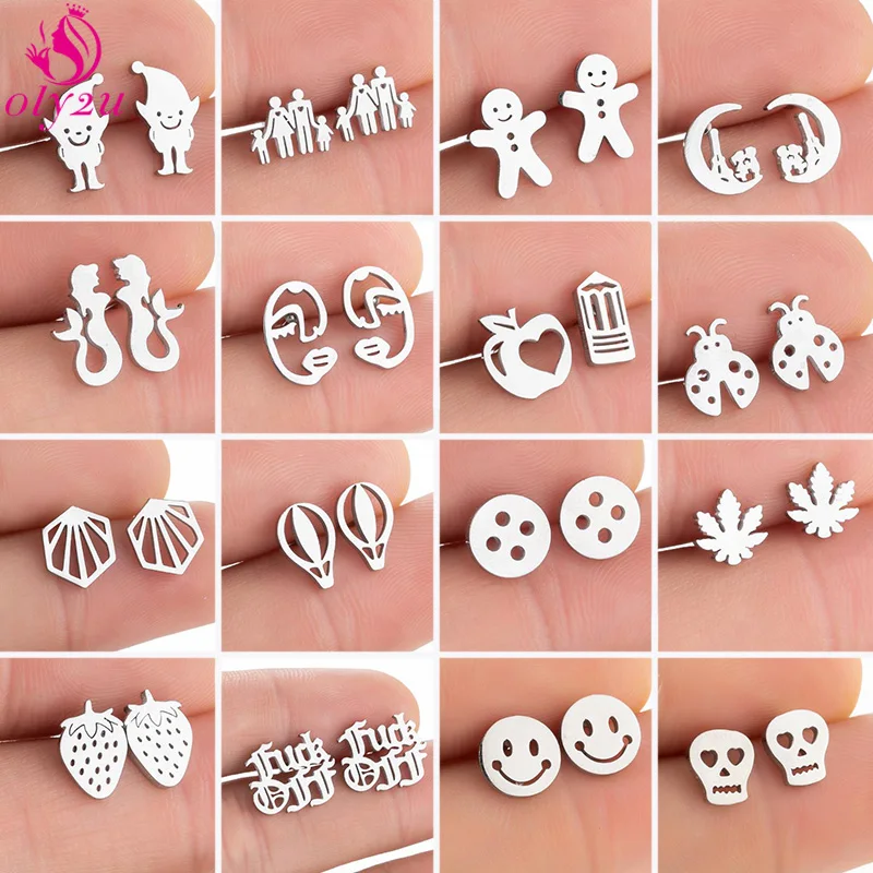 Hot Selling Simple Star Ladies Stainless Steel Earrings Smiley Face Insect Maple Leaf Earrings Fashion High Quality Jewelry 2020
Hot Selling Simple Star Ladies Stainless Steel Earrings Smiley Face Insect Maple Leaf Earrings Fashion High Quality Jewelry 2020