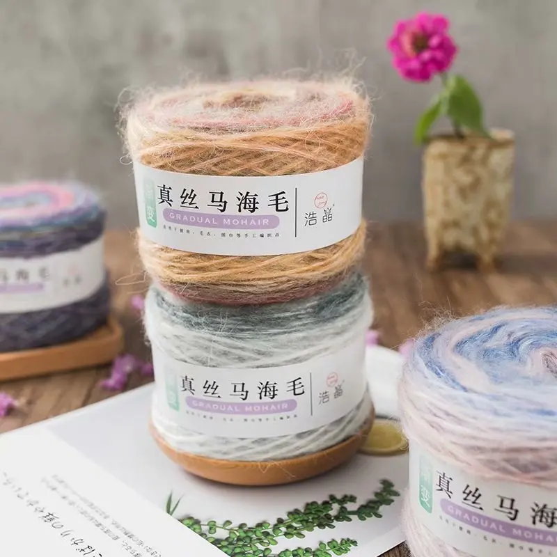 100g Gradient Silk Mahair Hair Wool Long Hair In Fine Colored Hook-woven Scarf Ultra-silk Wool Line Group 100 Grams Yarn
100g Gradient Silk Mahair Hair Wool Long Hair In Fine Colored Hook-woven Scarf Ultra-silk Wool Line Group 100 Grams Yarn