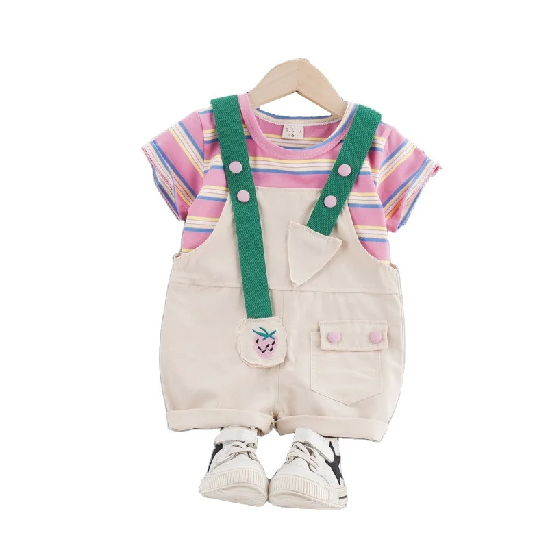 Baby New Summer Cartoon Clothing Children Boys Girls Striped T Shirt Bib Shorts 2Pcs/sets Kids Infant Clothes Toddler Sportswear
Baby New Summer Cartoon Clothing Children Boys Girls Striped T Shirt Bib Shorts 2Pcs/sets Kids Infant Clothes Toddler Sportswear