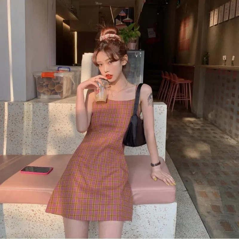 Sleeveless Summer Dress Women Plaid Backless Slim Skinny Sweet Youth Sexy Streetwear Retro A-Line Elegant All-Match Ins Dress PR
Sleeveless Summer Dress Women Plaid Backless Slim Skinny Sweet Youth Sexy Streetwear Retro A-Line Elegant All-Match Ins Dress PR