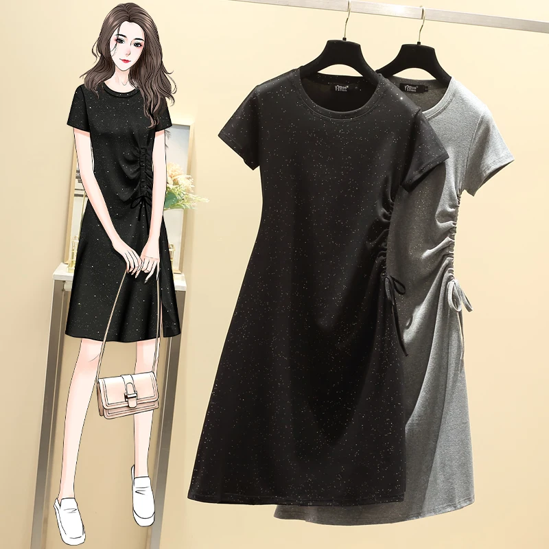 EHQAXIN New Fashion Women's Glittery Dresses Summer Loose Pleated Lace-Up Short Sleeve Mid-Length Dress Elegant Ladies L-4XL 
EHQAXIN New Fashion Women's Glittery Dresses Summer Loose Pleated Lace-Up Short Sleeve Mid-Length Dress Elegant Ladies L-4XL