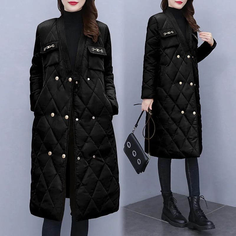 Casual Winter Jacket Coat Women Large Size V-Neck Fashion Double Breasted Long Thick Warm Outerwear Parkas Woman Parka Mujer
Casual Winter Jacket Coat Women Large Size V-Neck Fashion Double Breasted Long Thick Warm Outerwear Parkas Woman Parka Mujer