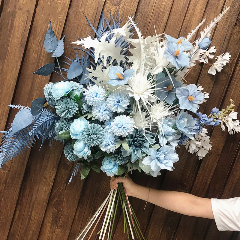 Artificial Fog blue Wedding silk Flower Plastic DIY Flower Arrangement Color Simulation Flower Christma Home House Deco Accessor
Artificial Fog blue Wedding silk Flower Plastic DIY Flower Arrangement Color Simulation Flower Christma Home House Deco Accessor