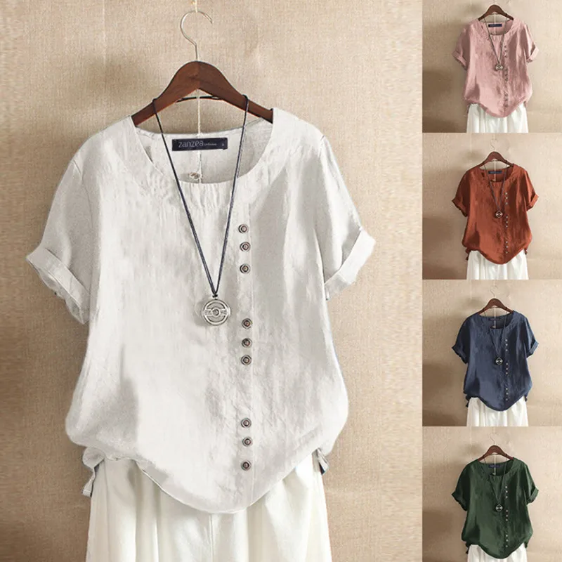 Female Casual Tops, Solid Color Round Collar Short Sleeve Button T-Shirt Pullover for Summer 2021 Daily Wear Plus Size 5XL
Female Casual Tops, Solid Color Round Collar Short Sleeve Button T-Shirt Pullover for Summer 2021 Daily Wear Plus Size 5XL