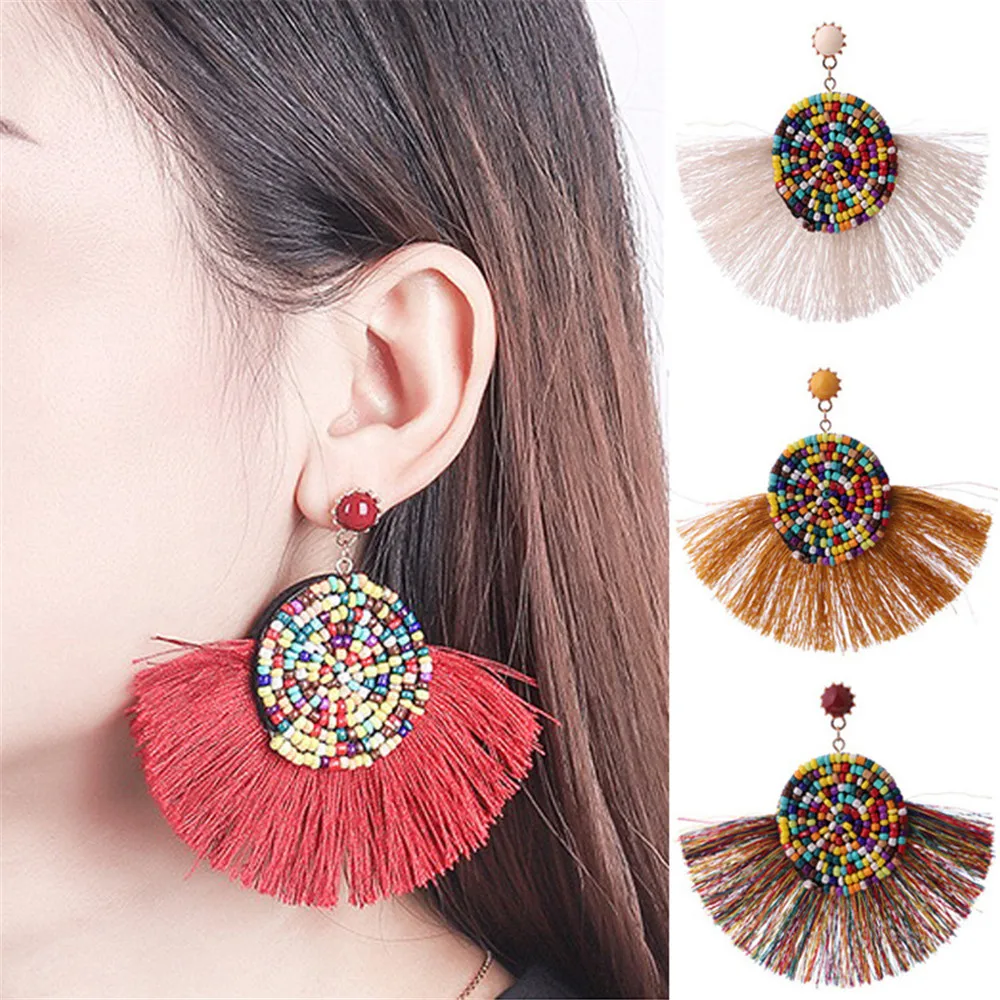 Fashion Bohemia Tassel Earrings Colorful Sector Charm Crystal Glitter Sequins Dangle Fringe Drop Women Boho Jewelry Accessories
Fashion Bohemia Tassel Earrings Colorful Sector Charm Crystal Glitter Sequins Dangle Fringe Drop Women Boho Jewelry Accessories