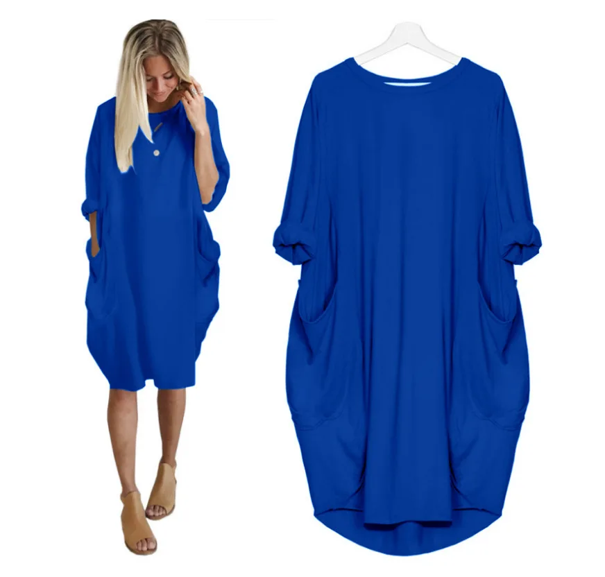 2020 Women Casual Long Shirts Dress 6XL Plus Size Dress Female Pocket Loose Dress O Neck Tops Robe Femme Streetwear Dresses
2020 Women Casual Long Shirts Dress 6XL Plus Size Dress Female Pocket Loose Dress O Neck Tops Robe Femme Streetwear Dresses