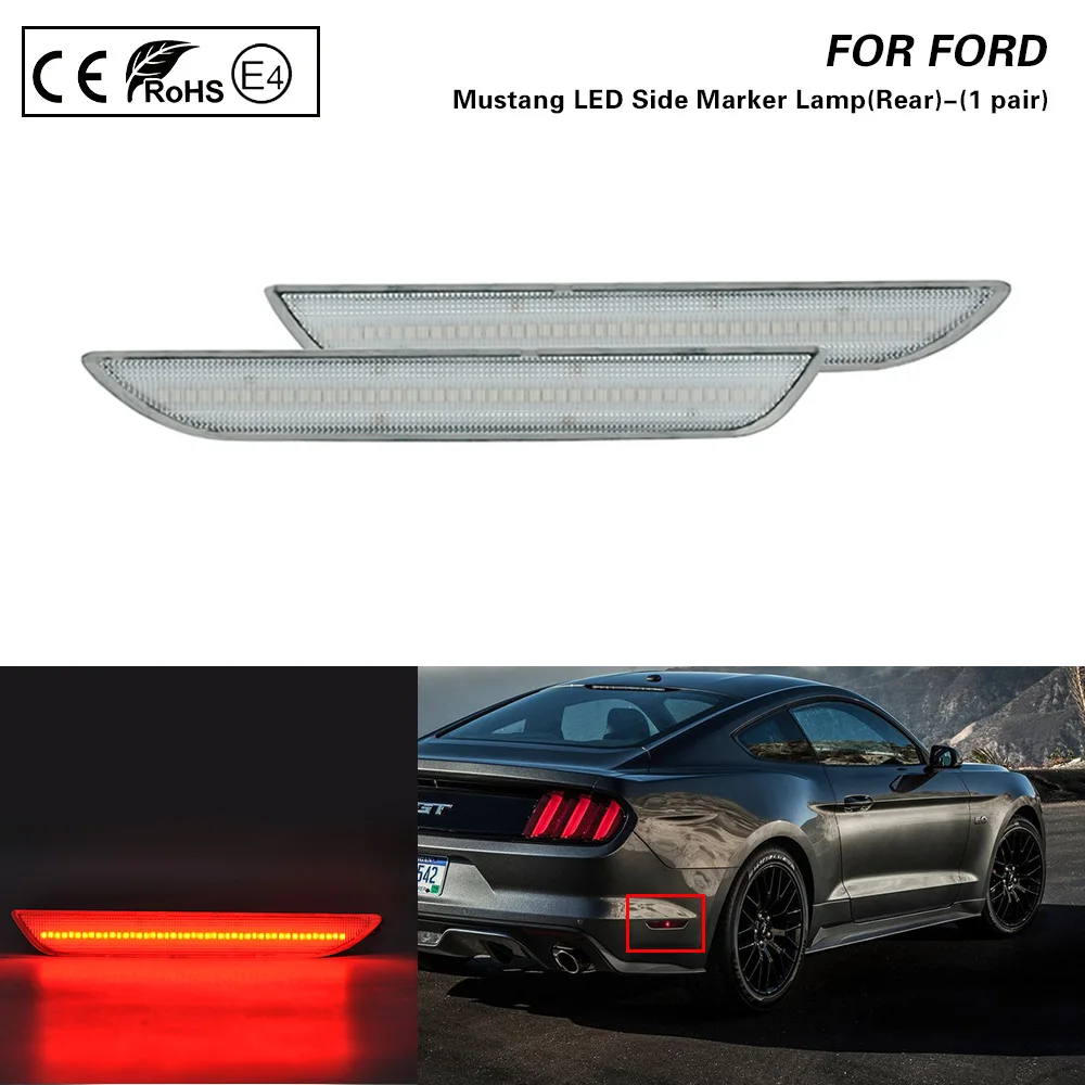 2PCS Rear LED Side Marker Lamp light Bumper Reflector Red light Clear lens For Ford mustang 2015 2016 2017 2018 2019 2020
2PCS Rear LED Side Marker Lamp light Bumper Reflector Red light Clear lens For Ford mustang 2015 2016 2017 2018 2019 2020