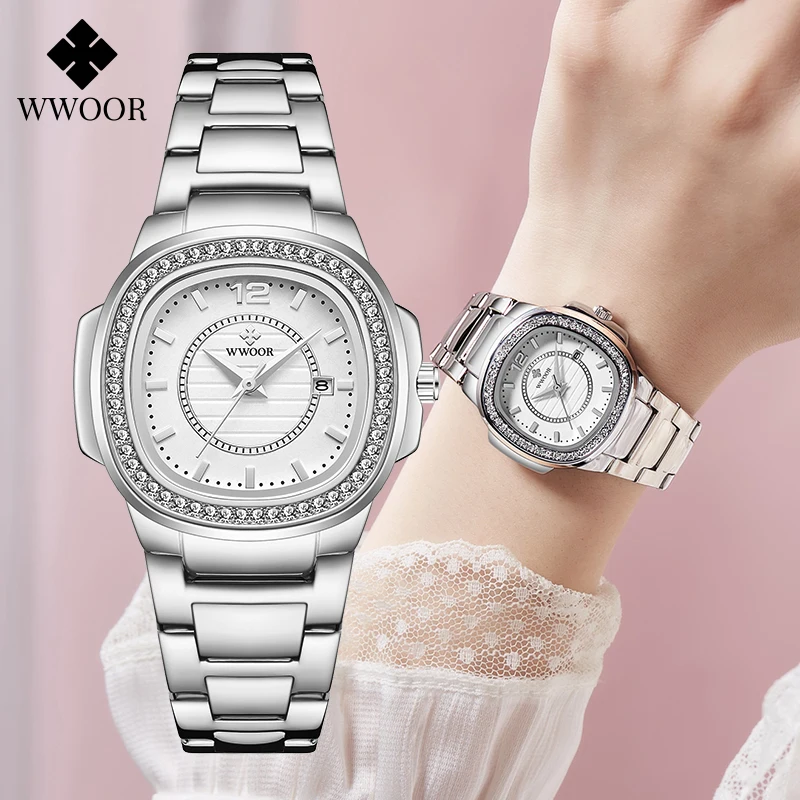 WWOOR New Top Brand Watches For Women Fashion Luxury Square Calendar Quartz Silver Diamond Women Wrist Watches Lady Montre Femme
WWOOR New Top Brand Watches For Women Fashion Luxury Square Calendar Quartz Silver Diamond Women Wrist Watches Lady Montre Femme
