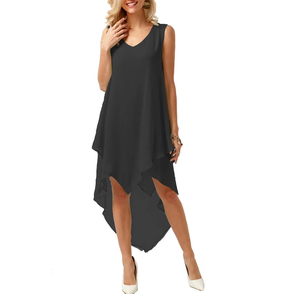 2021 Fashion Plus Size Summer Women Sexy V-Neck Sleeveless Solid Color Chiffon Irregular Dress Summer New Casual Beach Dresses
2021 Fashion Plus Size Summer Women Sexy V-Neck Sleeveless Solid Color Chiffon Irregular Dress Summer New Casual Beach Dresses