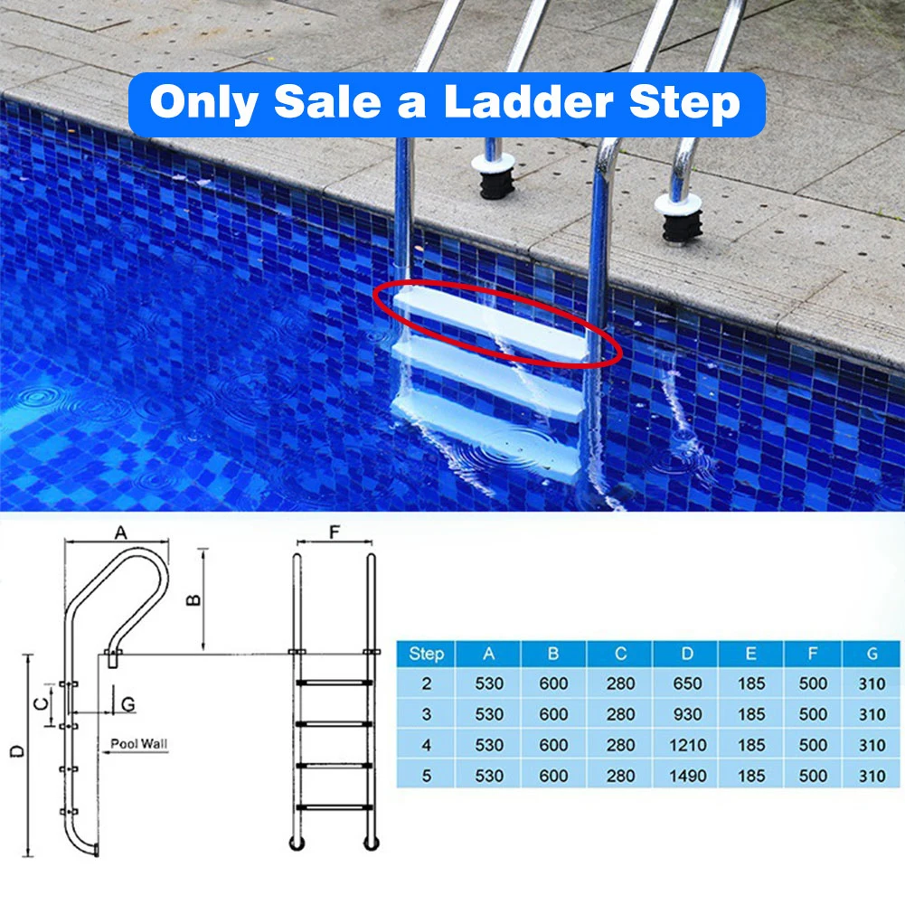 New Swimming Pool Ladder Rung Steps Stainless Steel Replacement Anti Slip Ladder Swimming Pool Accessories with 2 Screws
New Swimming Pool Ladder Rung Steps Stainless Steel Replacement Anti Slip Ladder Swimming Pool Accessories with 2 Screws