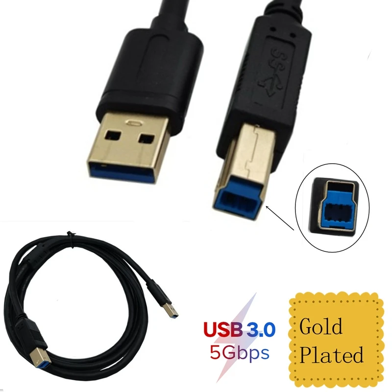 USB-кабель с позолоченным штекером типа B (папа)-A (Папа) USB 3 0 для Canon Epson HP ZJiang принтер
