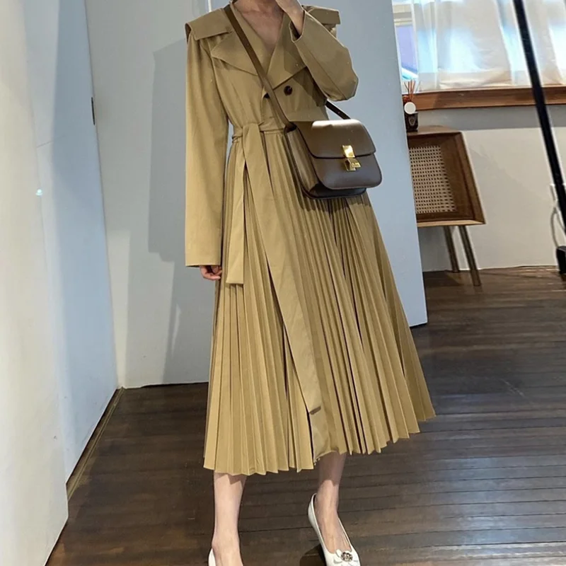 Korea Chic Khaki Trench Coat Women's Autumn 2021 New Laple Loose Lace Up Waist Double Breasted Long Sleeve Windbreaker X912
Korea Chic Khaki Trench Coat Women's Autumn 2021 New Laple Loose Lace Up Waist Double Breasted Long Sleeve Windbreaker X912