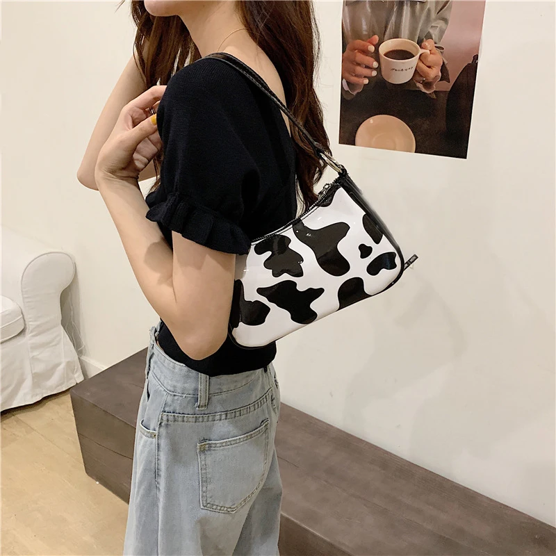 Fashion Milk Cow Pattern Ladies Underarm Shoulder Bags Popular Simple Female Shiny PU Leather Daily Bag
Fashion Milk Cow Pattern Ladies Underarm Shoulder Bags Popular Simple Female Shiny PU Leather Daily Bag