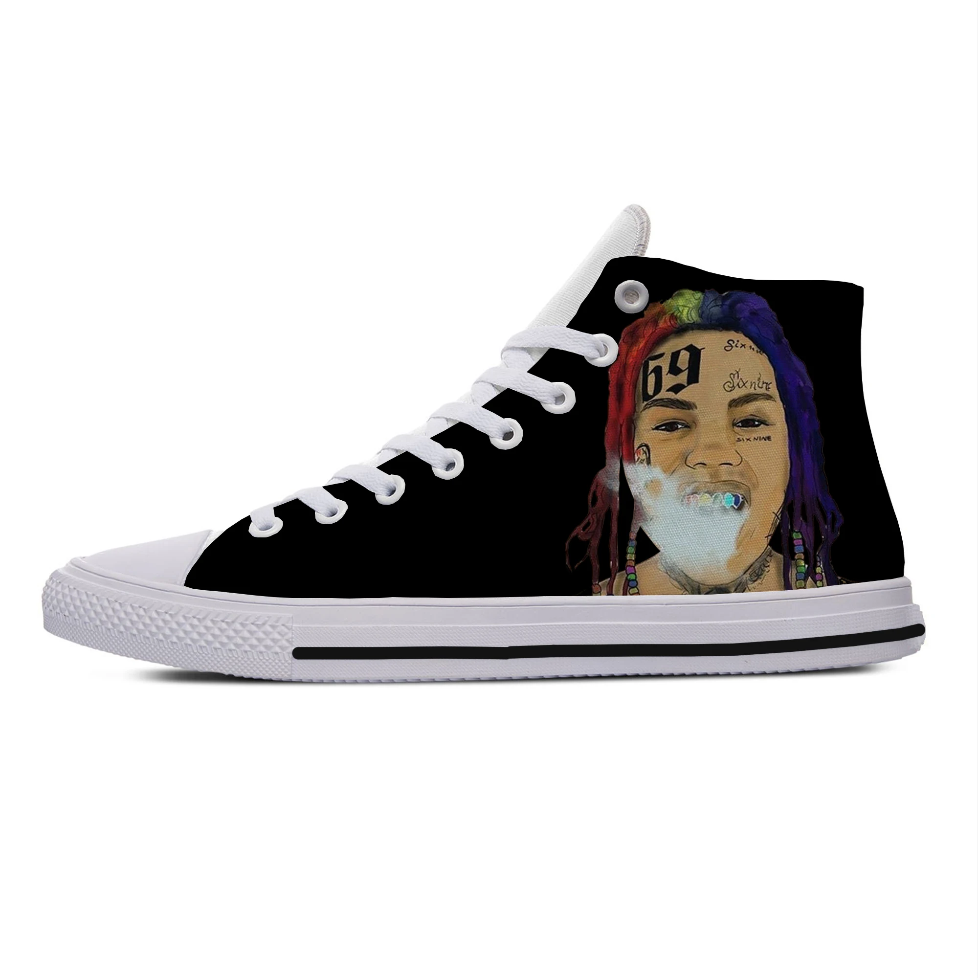 Мужские дизайнерские кроссовки 6ix9ine с изображением иконы из тяжелого металла, Повседневная парусиновая обувь для отдыха
Мужские дизайнерские кроссовки 6ix9ine с изображением иконы из тяжелого металла, Повседневная парусиновая обувь для отдыха