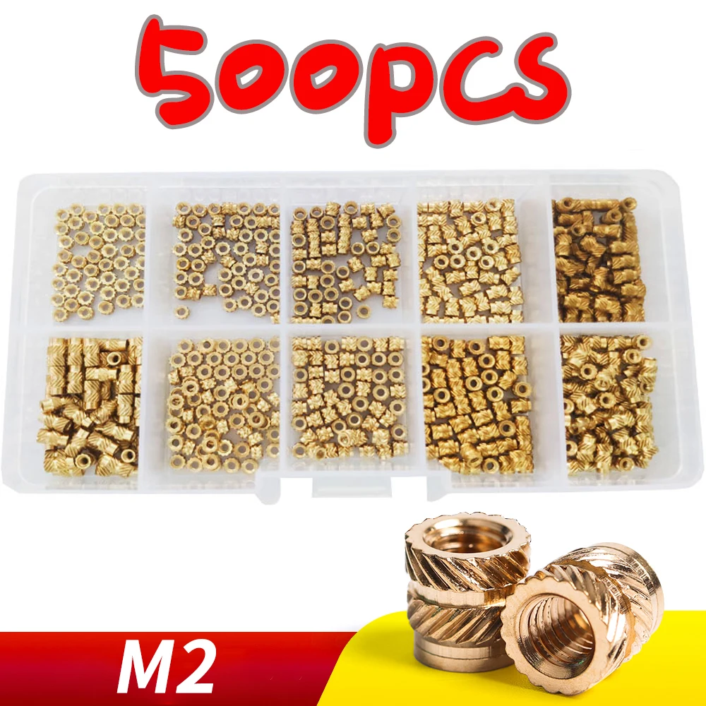 M2 500PCS Brass Hot Melt Inset Nuts Assortment Kit Thread Copper Knurled Threaded Insert Embedment Nuts Set
M2 500PCS Brass Hot Melt Inset Nuts Assortment Kit Thread Copper Knurled Threaded Insert Embedment Nuts Set