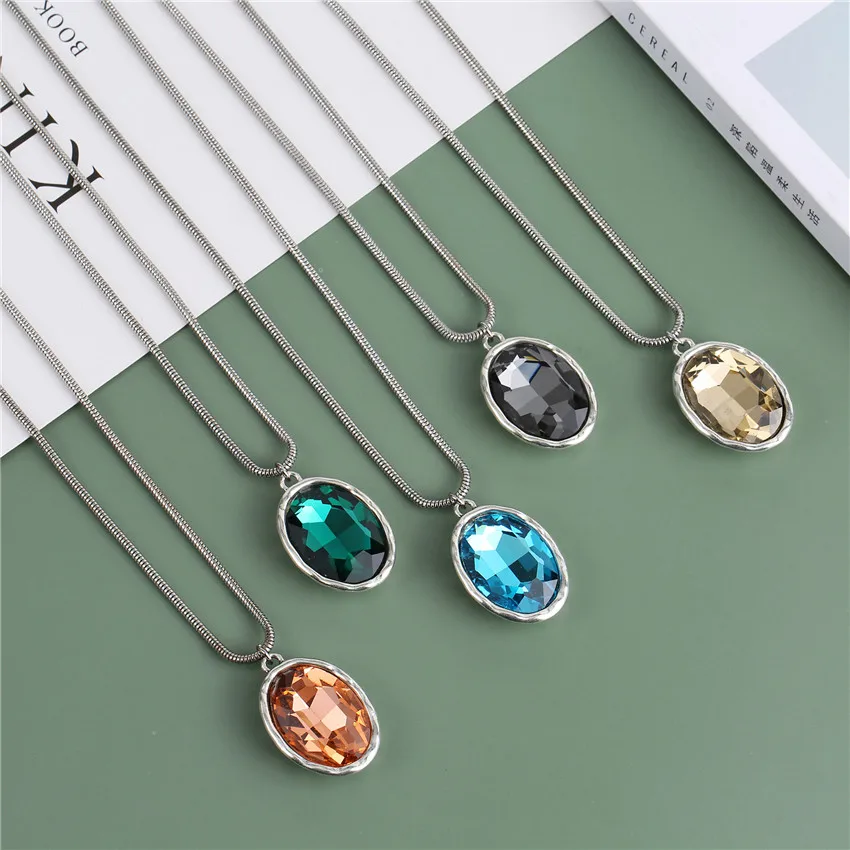 Sandrine Fashion Jewelry 90cm Long Sweater Chain Oval Crystal Large Pendant Top Quality Vintage Snake Chain Necklace Love Gift
Sandrine Fashion Jewelry 90cm Long Sweater Chain Oval Crystal Large Pendant Top Quality Vintage Snake Chain Necklace Love Gift