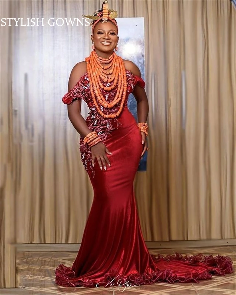 2021 Elegant Off The Shoulder Red Mermaid Evening Dresses Lace Beaded African Special Occasion Gowns For Women Robes De Soirée
2021 Elegant Off The Shoulder Red Mermaid Evening Dresses Lace Beaded African Special Occasion Gowns For Women Robes De Soirée