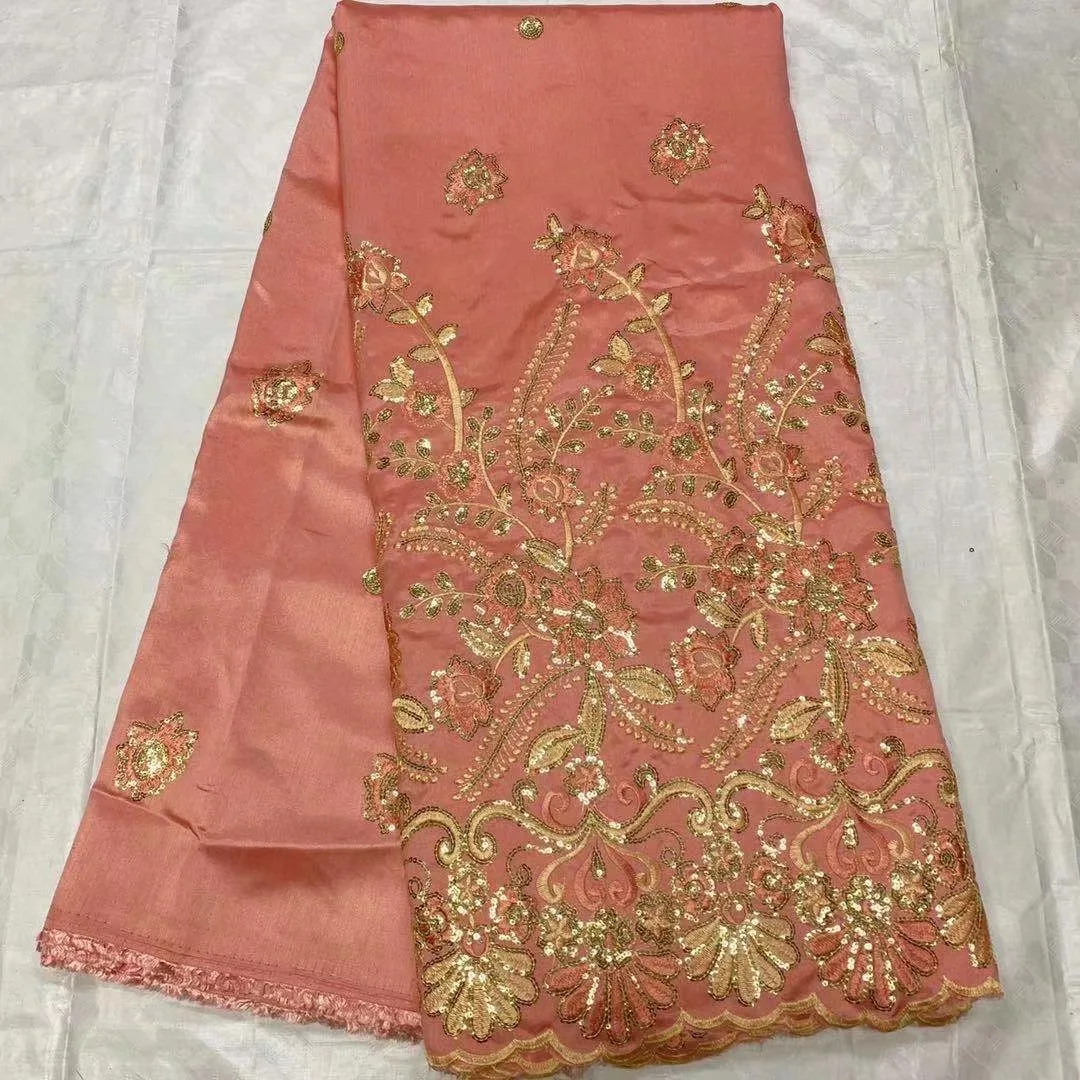 (5yards/pc) Newest peach African george lace with sequins wonderful embroidered Nigerian lace fabric for party dress GLX004
(5yards/pc) Newest peach African george lace with sequins wonderful embroidered Nigerian lace fabric for party dress GLX004
