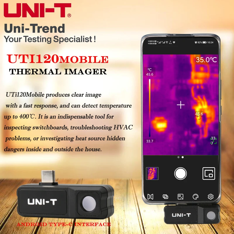 UNI-T UTi120Mobile/120MS Thermal Imager circuit board floor heating air conditioning HVAC power inspection temperature detection
UNI-T UTi120Mobile/120MS Thermal Imager circuit board floor heating air conditioning HVAC power inspection temperature detection