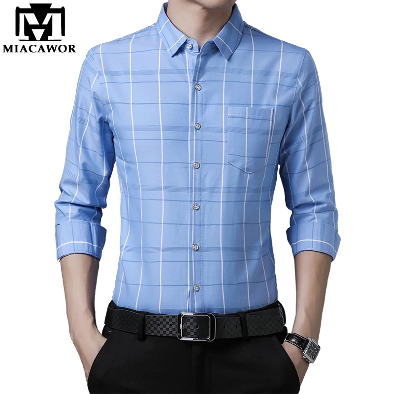MIACAWOR New Basic Shirts Men Long Sleeve Men Shirt Casual Plaid Shirts Slim Fit Camisa Masculina Plus Size C689
MIACAWOR New Basic Shirts Men Long Sleeve Men Shirt Casual Plaid Shirts Slim Fit Camisa Masculina Plus Size C689